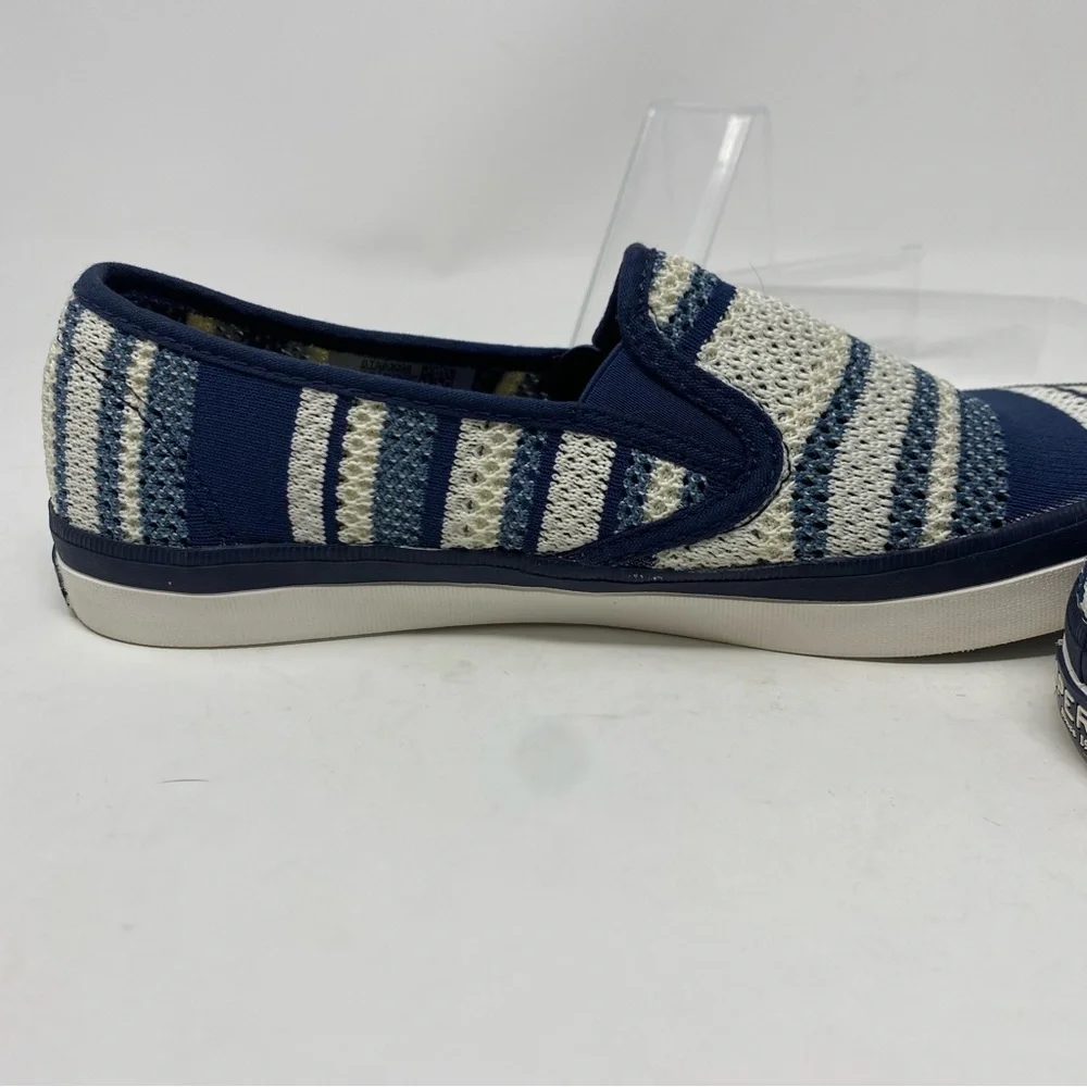 Sperry Top Siders Seaside Blue & White Stripe Mesh Slip Ons Sz 8